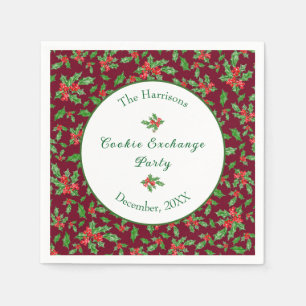 Cute Christmas Cookie Exchange Party Custom Name Napkin