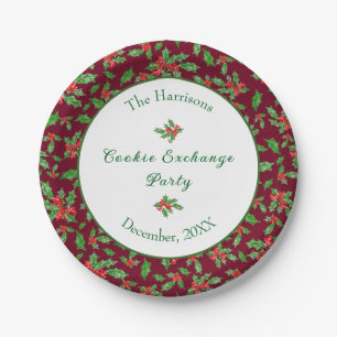 Cute Christmas Cookie Exchange Party Custom Name Paper Plate