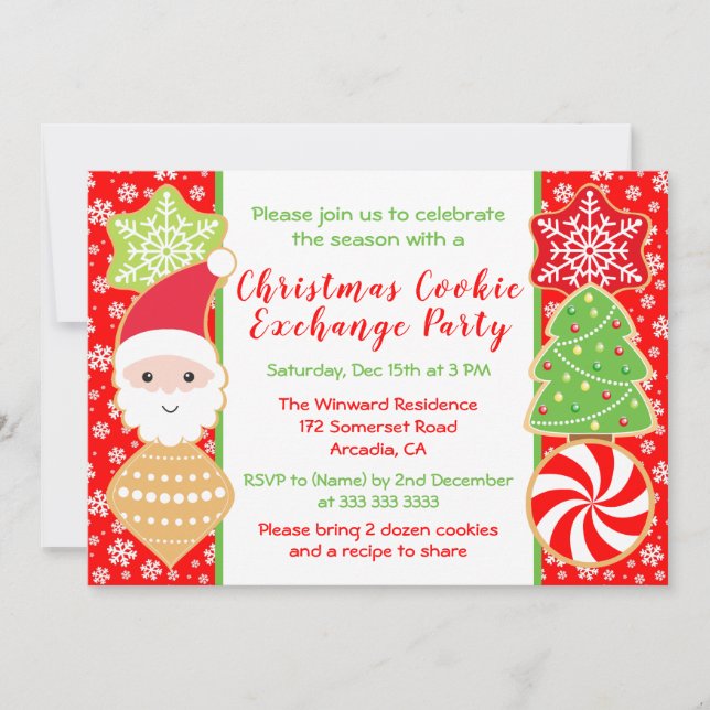 Cute Christmas Cookie Exchange Party Invitation (Front)