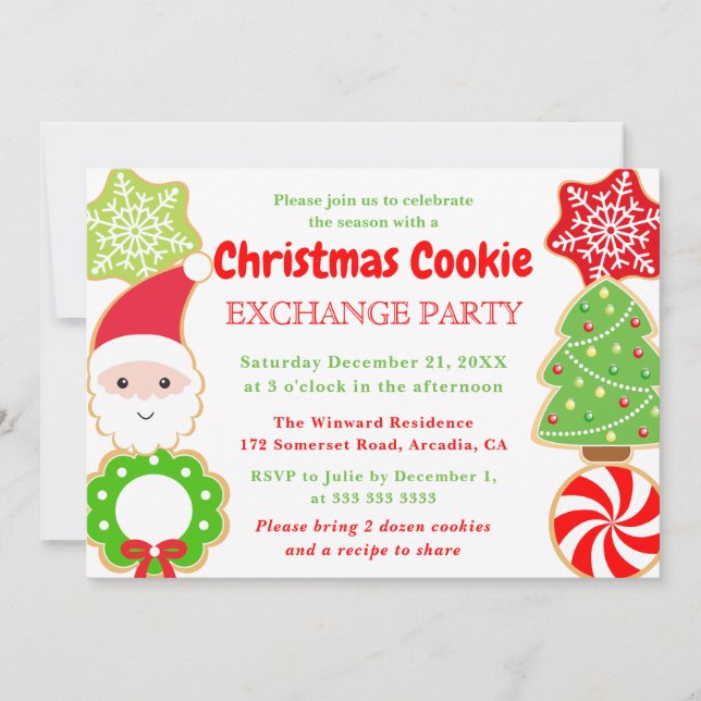 Cute Christmas Cookie Exchange Party Invitation (Front)
