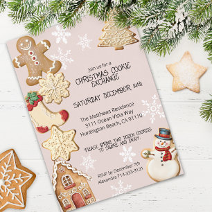 Cute Christmas Cookie Exchange Party Invitation