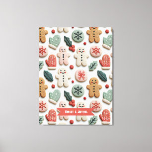 Cute Christmas Cookie Pattern Canvas Print