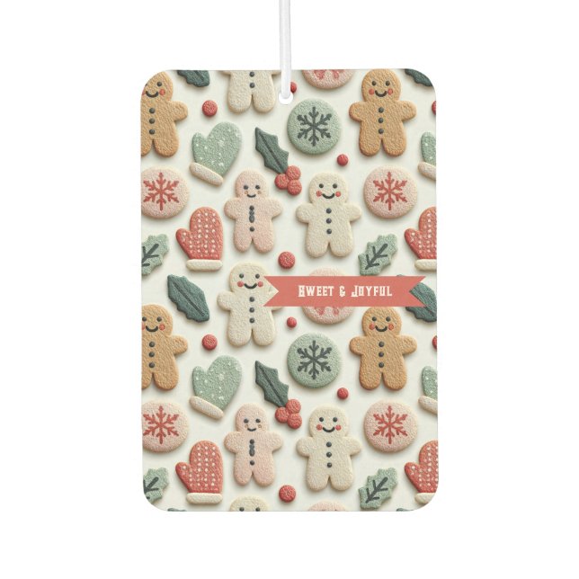 Cute Christmas Cookie Pattern Car Air Freshener (Front)