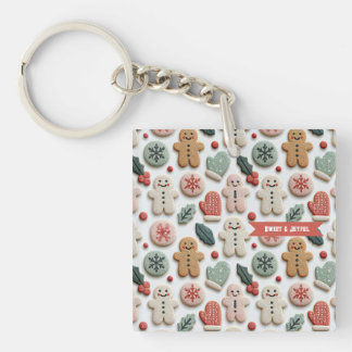 Cute Christmas Cookie Pattern Key Ring