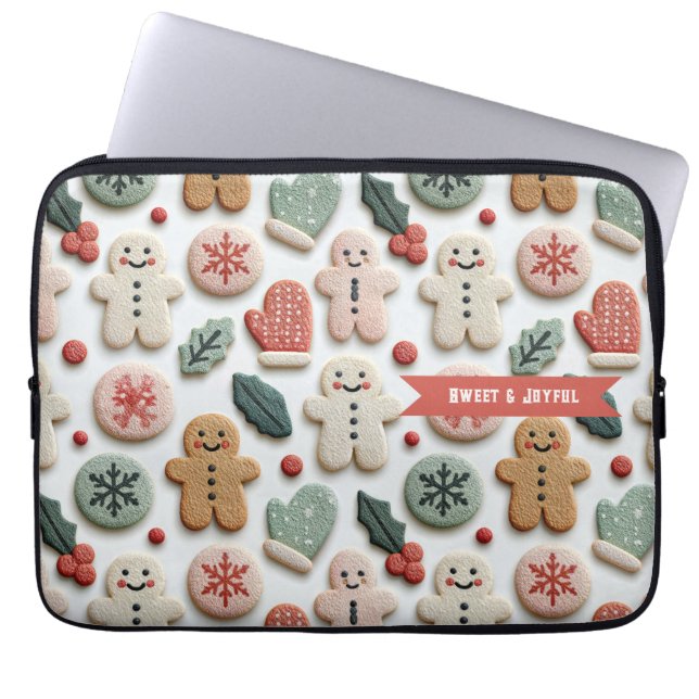 Cute Christmas Cookie Pattern Laptop Sleeve (Front)