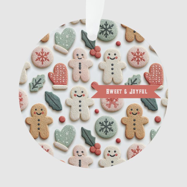 Cute Christmas Cookie Pattern Ornament (Front)