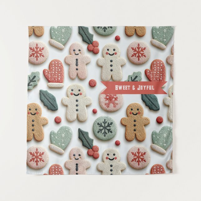 Cute Christmas Cookie Pattern Tapestry (Front)