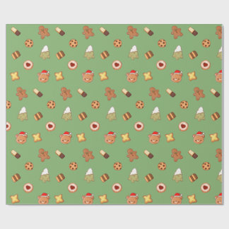 Cute Christmas Cookies Happy Holiday Biscuits  Wrapping Paper