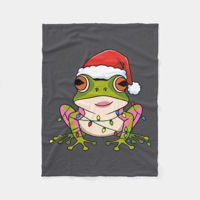 Cute Christmas Coqui Frog _ Holiday Puerto Rican L Fleece Blanket (Front)