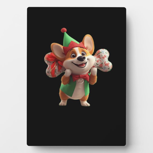 Cute Christmas Corgi Classic T-Shirt Plaque (Front)