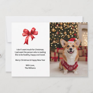 Cute Christmas Corgi Dog Custom Photo Holiday Card