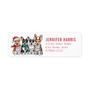 Cute Christmas Corgi Dogs Return Address Label