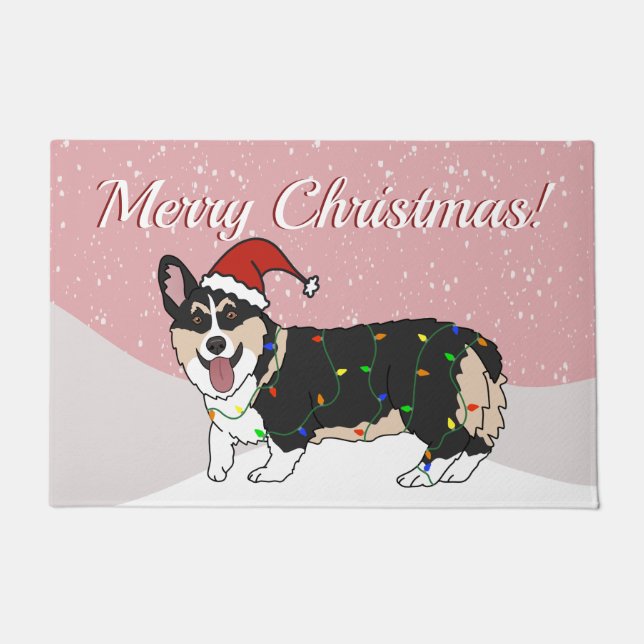 Cute Christmas Corgi  Doormat (Front)