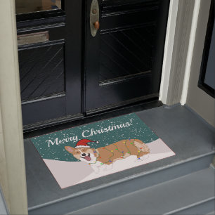 Cute Christmas Corgi Doormat