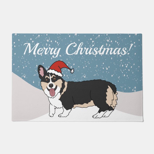 Cute Christmas Corgi Doormat (Front)