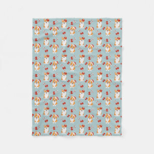 Cute Christmas Corgi  Fleece Blanket