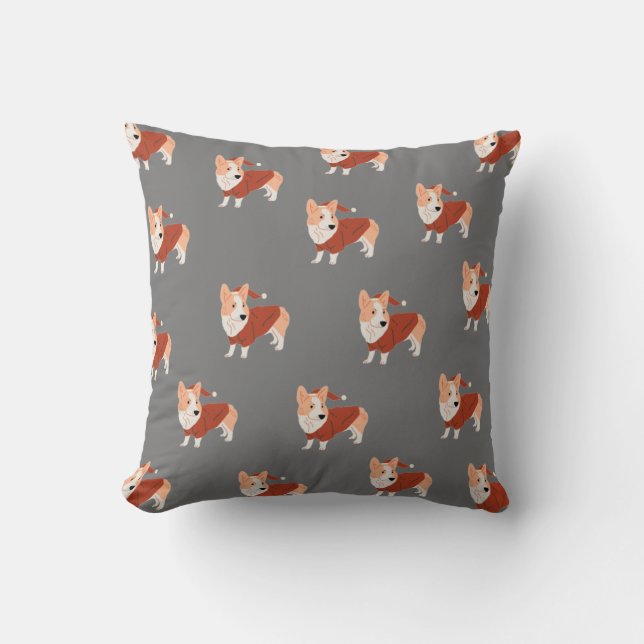 Cute Christmas Corgi Pattern Cushion (Front)