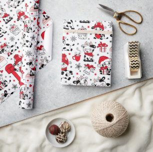 Cute Christmas Cow Bull Wrapping Paper