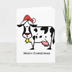 Cute Christmas Cow Holiday Card