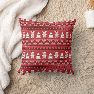 Cute Christmas Cow Throw Pillow