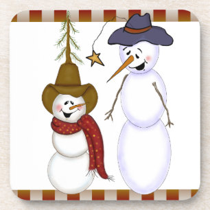 Cute Christmas Cowboy Snowman Coaster