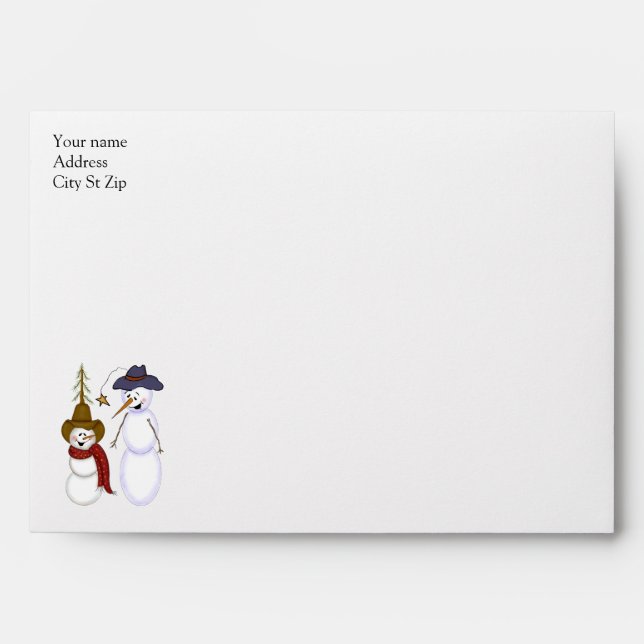 Cute Christmas Cowboy Snowman Envelope (Front)