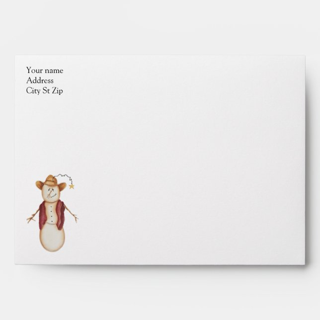 Cute Christmas Cowboy Snowman Envelope (Front)