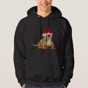 Cute Christmas Crested Gecko, Santa Hat, Santa Cre Hoodie