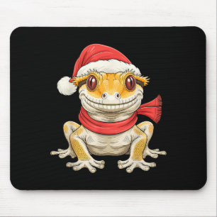 Cute Christmas Crested Gecko Santa  Mouse Pad