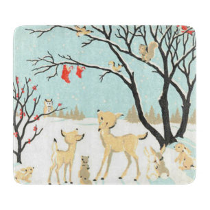 Cute Christmas Critters Country Cutting Board