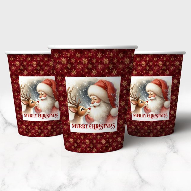Cute Christmas Cups Santa Claus Rudolph Design (Cute Christmas Cups Santa Claus Rudolph Design)