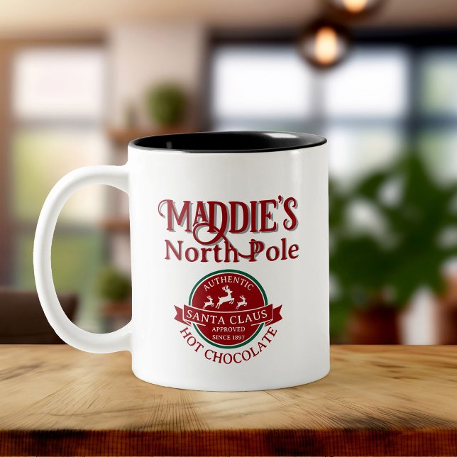 Cute Christmas Custom Name Hot Chocolate  Two-Tone Coffee Mug (Creator Uploaded)