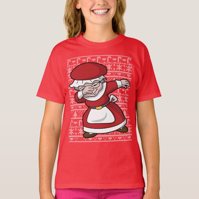 Cute Christmas Dabbing Mrs Claus T-Shirt (Front)