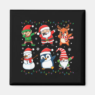 Cute Christmas Dabbing Santa Elf Reindeer Boys Gir Magnet