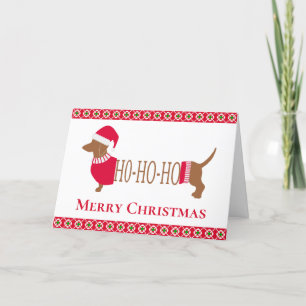 Cute Christmas Dachshund Dog Holiday Card
