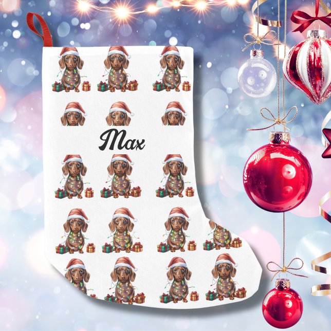 Cute Christmas Dachshund Dog Small Christmas Stocking (Creator Uploaded)