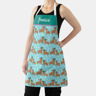 Cute Christmas Dachshund Snowflake Pattern Apron
