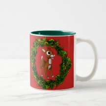 Cute Christmas Deer and Wreath