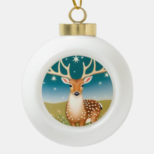 Cute christmas deer ceramic ball christmas ornament