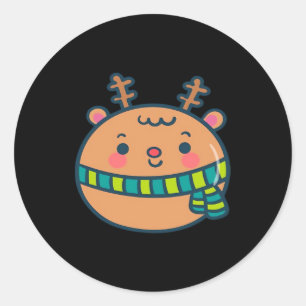 Cute Christmas Deer Festive Classic Design  Classic Round Sticker