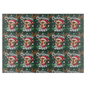 Cute Christmas Deer Illustration Cutting Board