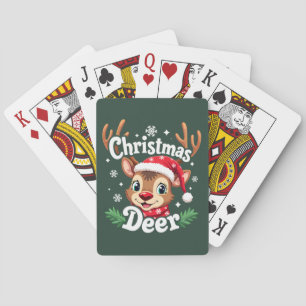 Cute Christmas Deer Illustration Playing Cards