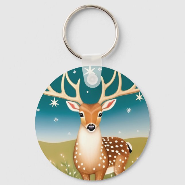 Cute christmas deer key ring (Front)