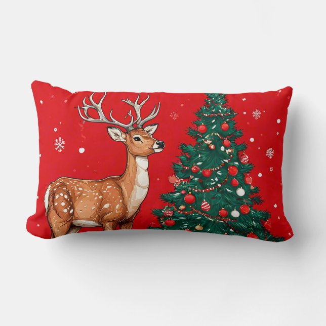 Cute christmas deer lumbar cushion (Front)