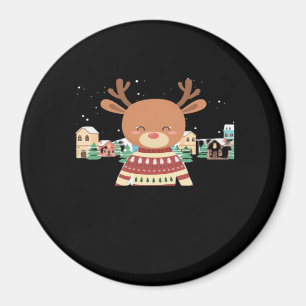 Cute Christmas Deer Minimal Design Magnet