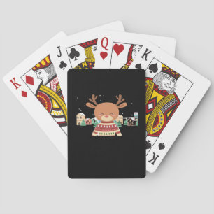 Cute Christmas Deer Minimal Design Playing Cards