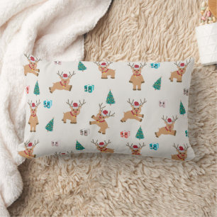 Cute Christmas Deer Xmas Gifts & Tree Pattern Lumbar Cushion