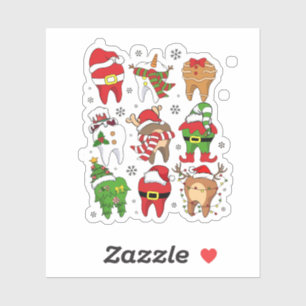 Cute Christmas Dental Tooth Characters Fun Holiday
