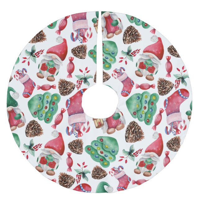 Cute Christmas Design Brushed Polyester Tree Skirt (Front)