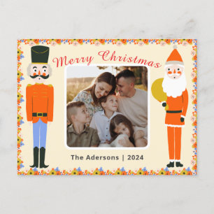 Cute Christmas designs with one photo. Holiday Postcard